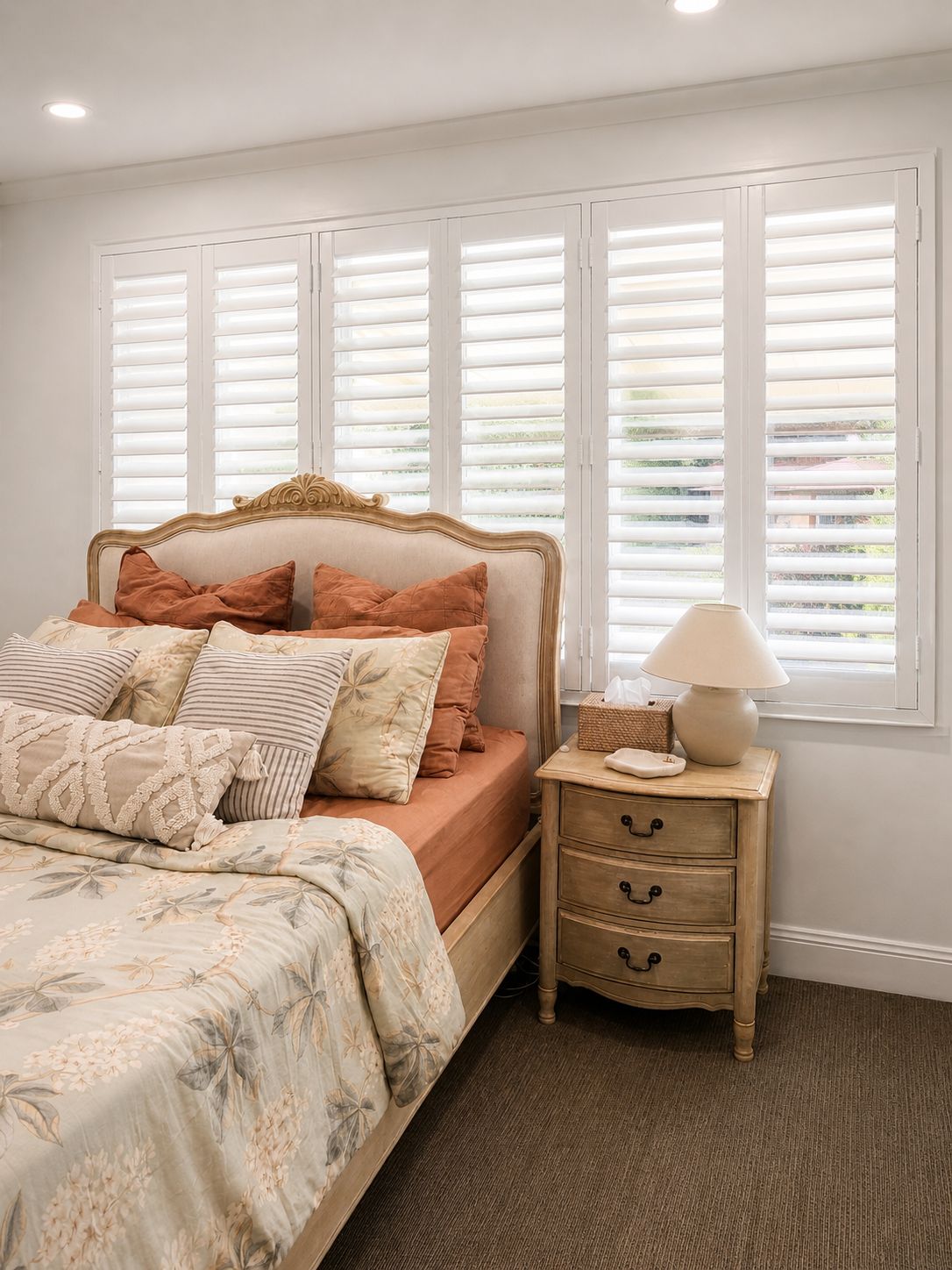 Shutters in a main bedroom